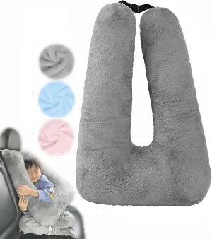Travel Pillow for Car & Airplane Sleeping Reading Pillows for Long-Distance Travel, Washable Soft Kids Adults Neck Pillow for Traveling in Car Seat Removable Comfort Unique U Shaped Pillow (Gray)