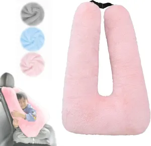 Travel Pillow for Car & Airplane Sleeping Reading Pillows for Long-Distance Travel, Washable Soft Kids Adults Neck Pillow for Traveling in Car Seat Removable Comfort Unique U Shaped Pillow (Pink)