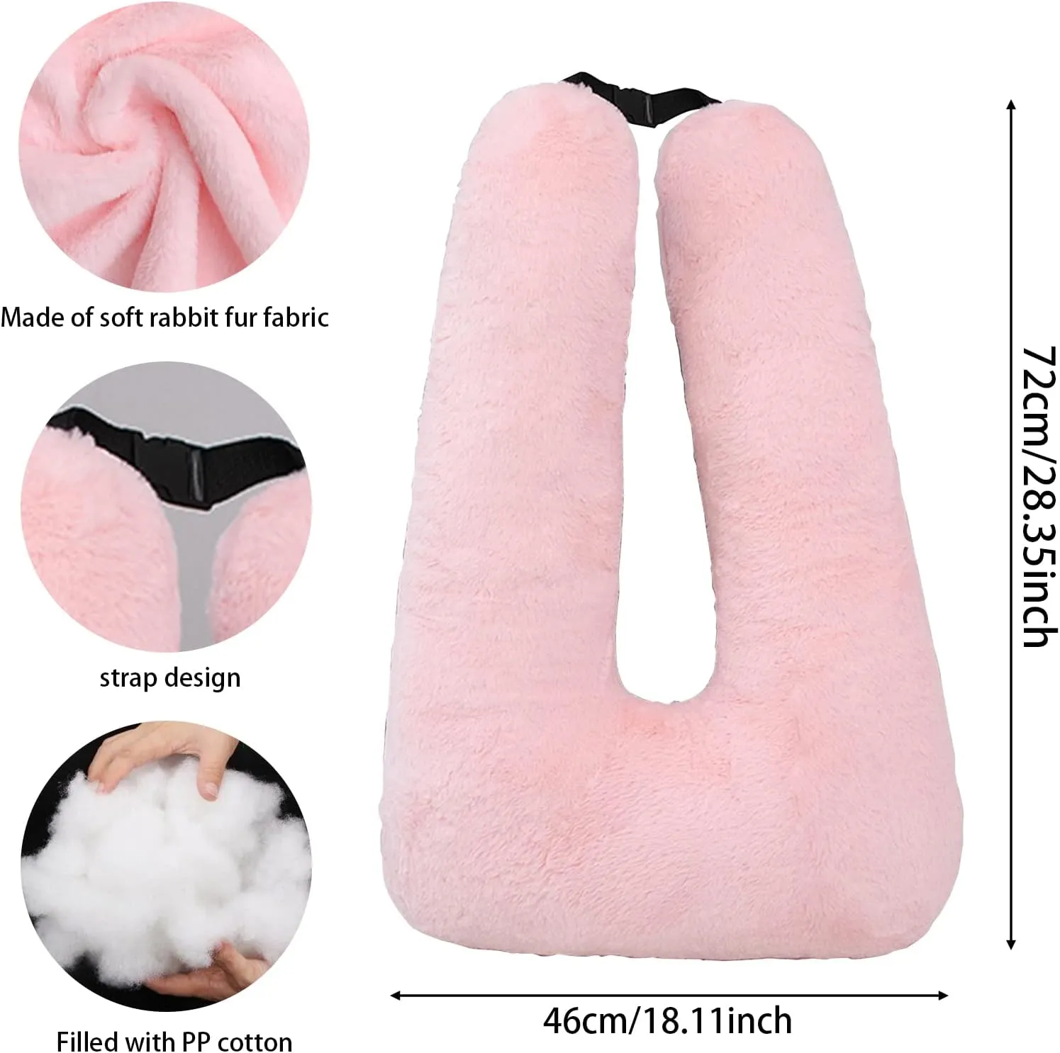 Travel Pillow for Car & Airplane Sleeping Reading Pillows for Long-Distance Travel, Washable Soft Kids Adults Neck Pillow for Traveling in Car Seat Removable Comfort Unique U Shaped Pillow (Pink)