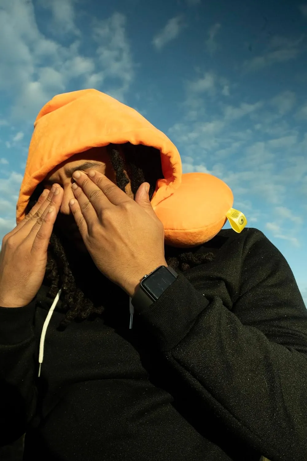 Travel Pillow for Sleeping, Neck Pillows For Airplane, Neck Travel Pillow with Hood Satin Lined Style Protectant for Braids and Locs Vacation, Memory Foam Travel Pillow (Sherbert Orange)