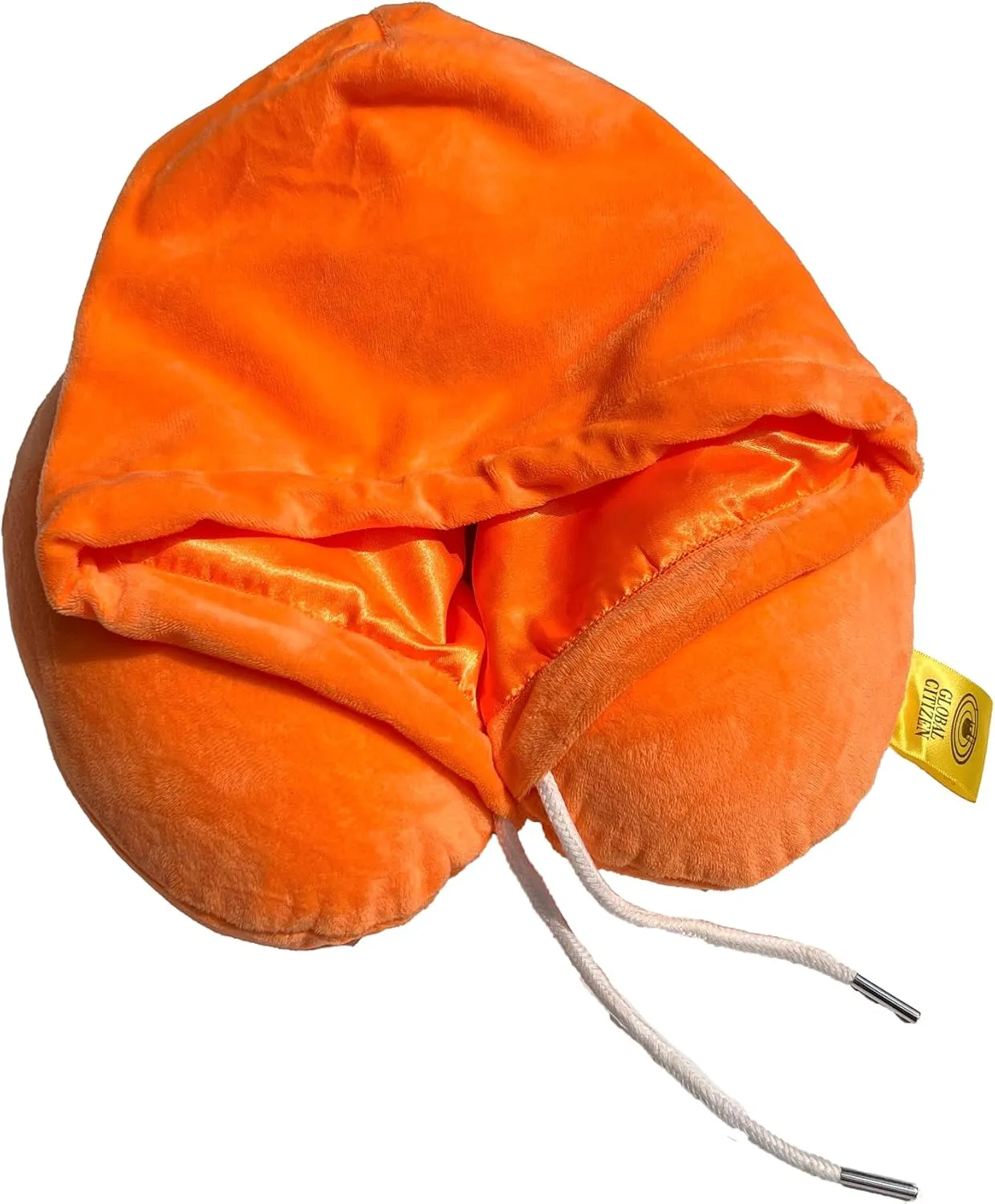 Travel Pillow for Sleeping, Neck Pillows For Airplane, Neck Travel Pillow with Hood Satin Lined Style Protectant for Braids and Locs Vacation, Memory Foam Travel Pillow (Sherbert Orange)