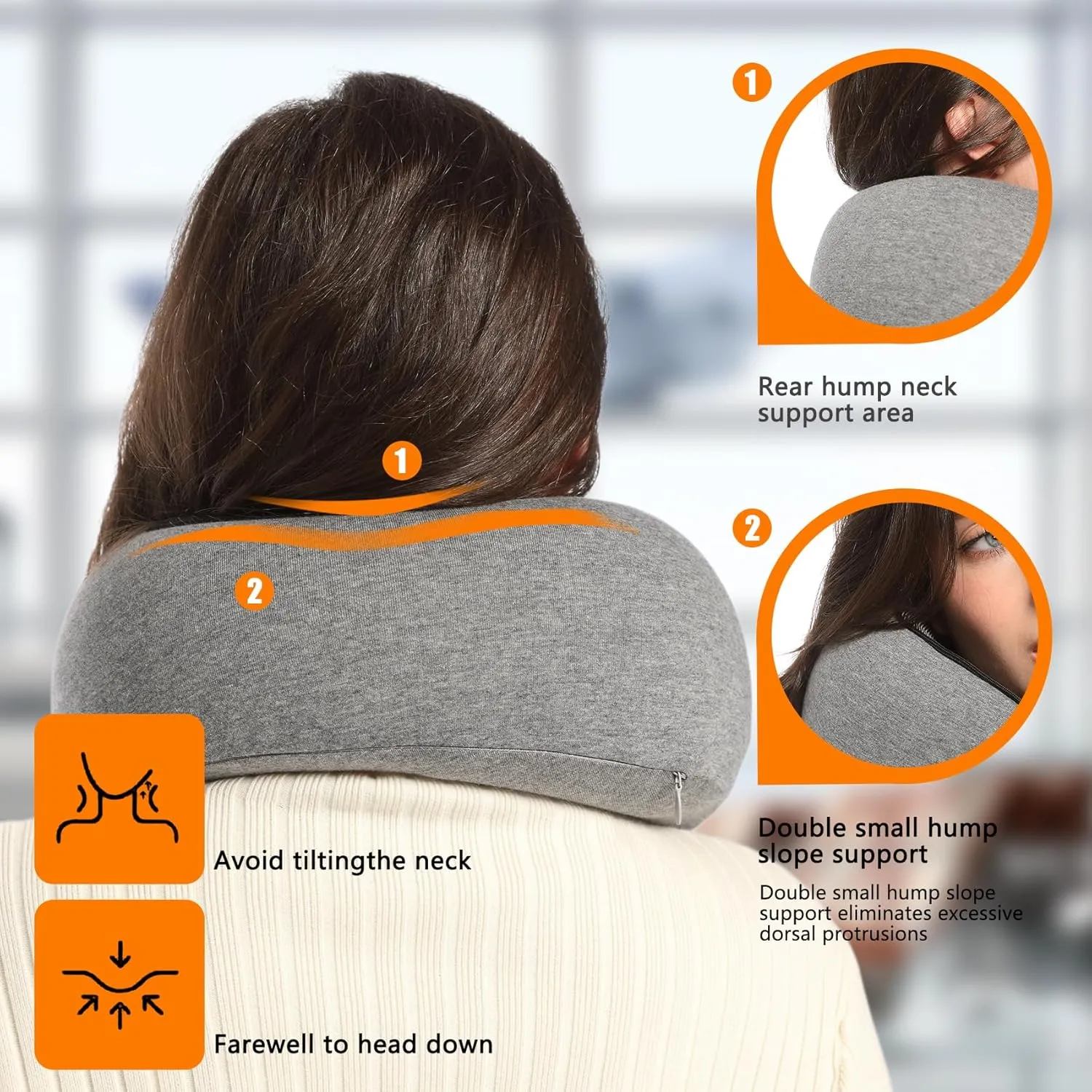 Travel Pillows for Airplanes, Travel Neck Pillow, Neck Pillow Airplane Memory Foam Travel Pillow 360 Degree Support Portable Pillows for Airplanes Offices and Cars