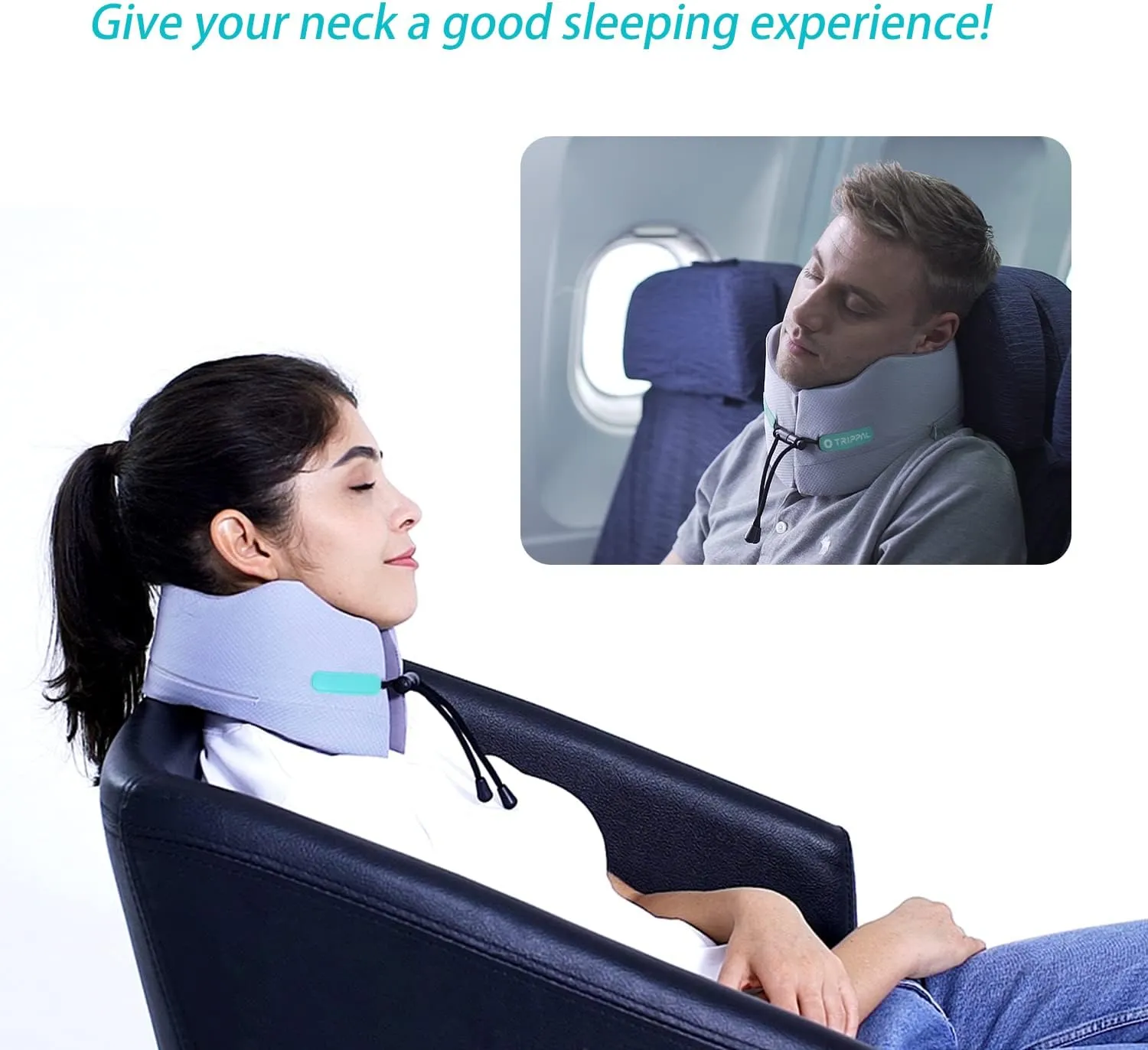 Travel Pillows for Sleeping Airplane Neck Chin Head Support Memory Foam Travel Neck Pillows for Long Flights Airplane Car Home Office Game, Black S
