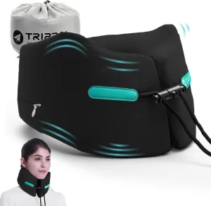 Travel Pillows for Sleeping Airplane Neck Chin Head Support Memory Foam Travel Neck Pillows for Long Flights Airplane Car Home Office Game, Black S