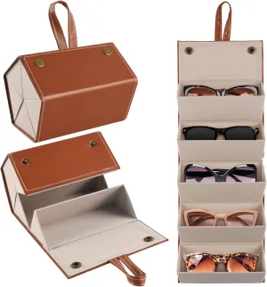 Travel Sunglasses Organizer Case with 5 Slots for Multiple Pairs, Portable Eyeglasses Storage for Men & Women