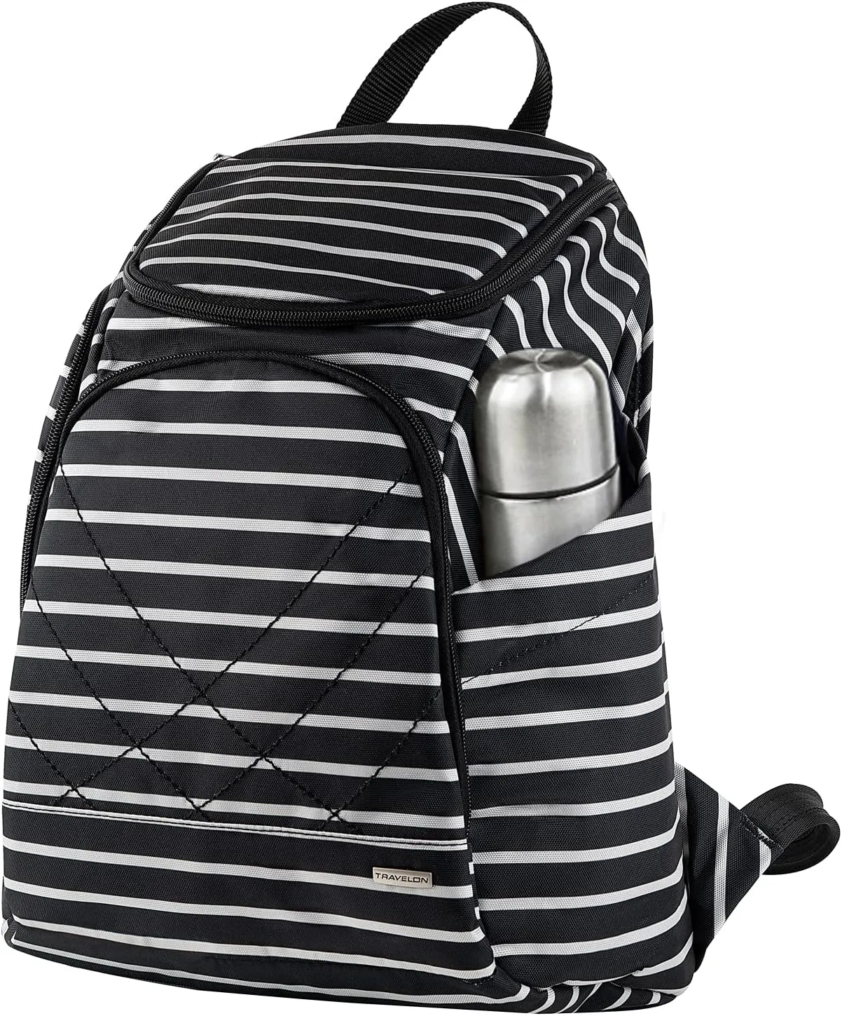 Travelon Anti Theft Classic Backpack (BLACK w/WHITE STRIPE)