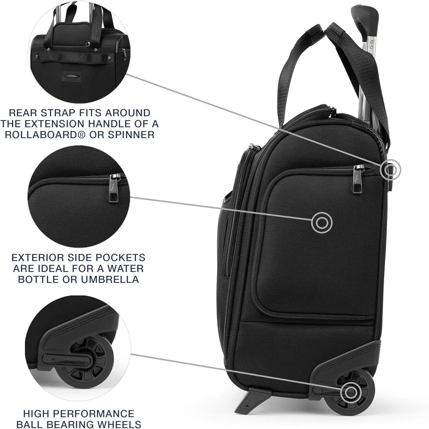 Travelpro Crew Classic Lightweight Softside Luggage, Rolling Underseat Carry on Bag, 14" Laptop or Tablet Sleeve, Men and Women, 17-Inch, Black