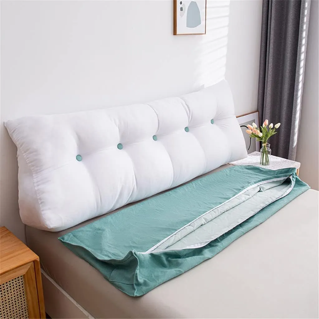 Triangular Headboard Pillow Velvet Cover Large Bolster Headboard Backrest Positioning Support Wedge Pillow for Day Bed Bunk Bed Dormitory,A,Twin/39inch/100cm