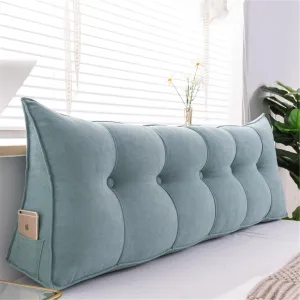Triangular Headboard Pillow Velvet Cover Large Bolster Headboard Backrest Positioning Support Wedge Pillow for Day Bed Bunk Bed Dormitory,A,Twin/39inch/100cm