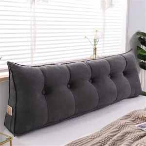 Triangular Headboard Pillow Velvet Cover Large Bolster Headboard Backrest Positioning Support Wedge Pillow for Day Bed Bunk Bed Dormitory,Black,Twin/39inch/100cm