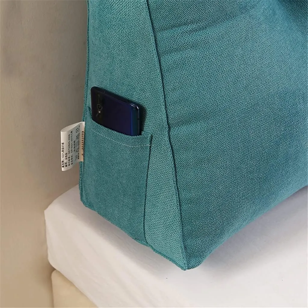 Triangular Headboard Pillow Velvet Cover Large Bolster Headboard Backrest Positioning Support Wedge Pillow for Day Bed Bunk Bed Dormitory,B,Twin/39inch/100cm