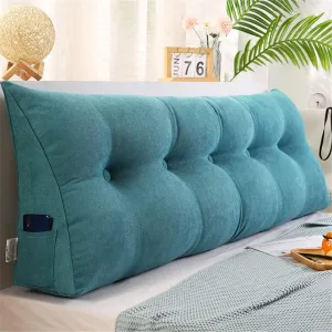 Triangular Headboard Pillow Velvet Cover Large Bolster Headboard Backrest Positioning Support Wedge Pillow for Day Bed Bunk Bed Dormitory,B,Twin/39inch/100cm