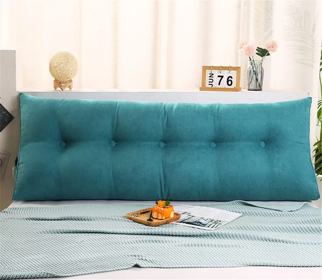 Triangular Headboard Pillow Velvet Cover Large Bolster Headboard Backrest Positioning Support Wedge Pillow for Day Bed Bunk Bed Dormitory,B,Twin/39inch/100cm
