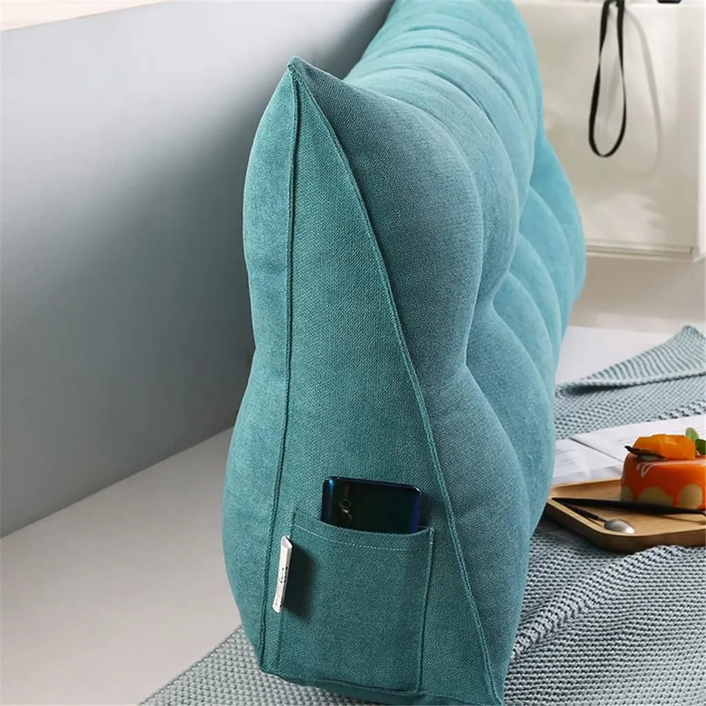 Triangular Headboard Pillow Velvet Cover Large Bolster Headboard Backrest Positioning Support Wedge Pillow for Day Bed Bunk Bed Dormitory,B,Twin/39inch/100cm