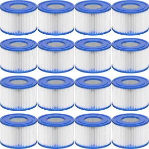 Type VI Hot Tub Filter Cartridge Compatible with Lay-Z-Spa, Coleman SaluSpa 90352E, 58323E, 58323 Swimming Pool Pump (16 Pack)