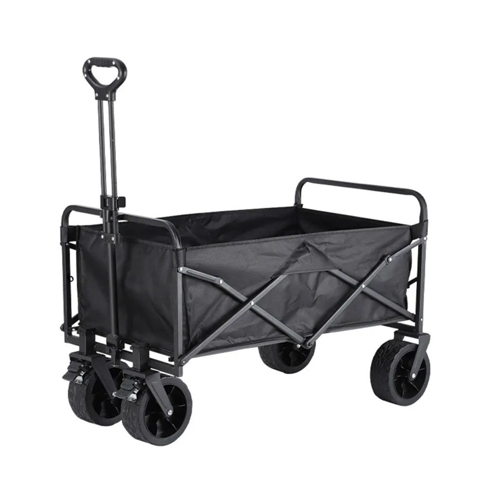 Ulife Foldable Camping Wagon with 8-Inch Wide Wheels and Brakes - Black