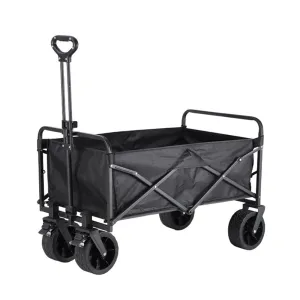 Ulife Foldable Camping Wagon with 8-Inch Wide Wheels and Brakes - Black