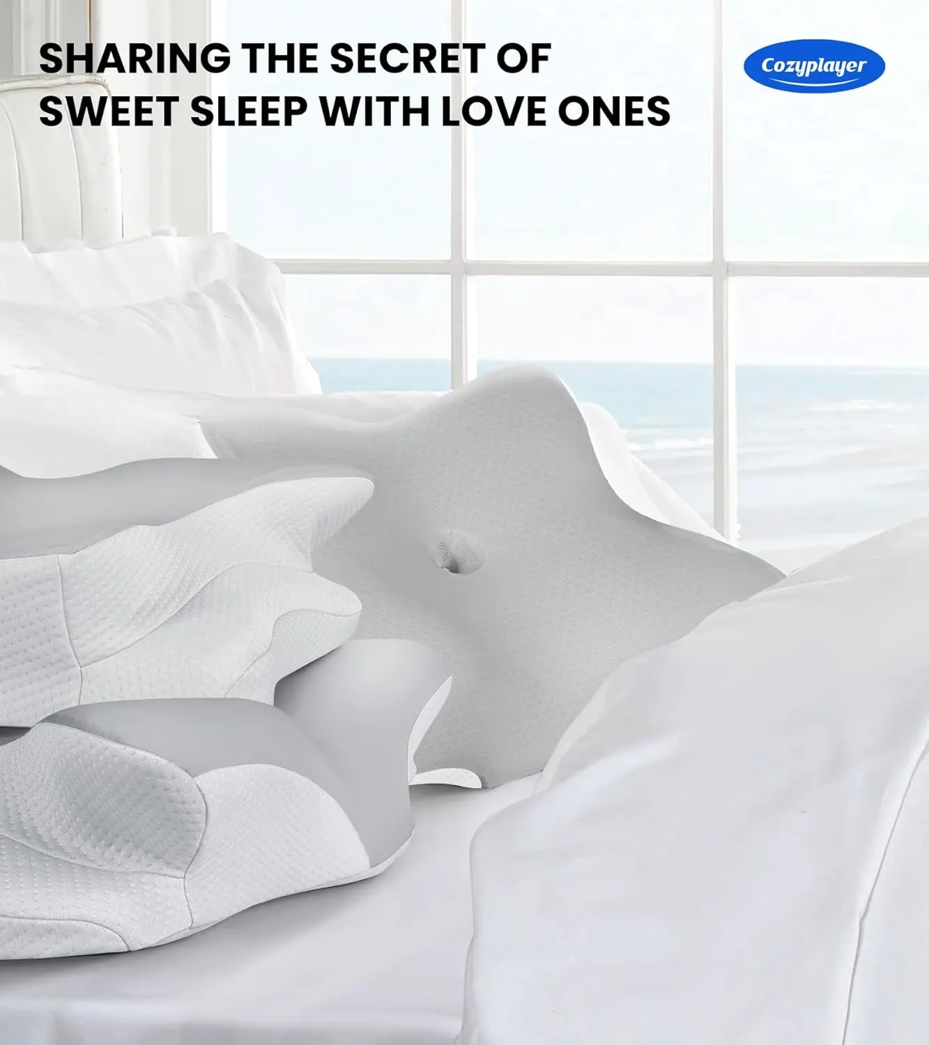 Ultra Pain Relief Cooling Pillow for Neck Support, Adjustable Cervical Pillow Cozy Sleeping, Odorless Ergonomic Contour Memory Foam Pillows, Orthopedic Bed Pillow for Side Back Stomach Sleeper