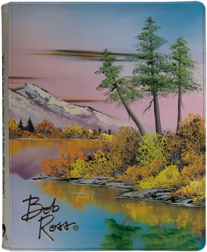 Ultra PRO - Bob Ross Mighty Mountain Lake 9-Pocket Zippered PRO-Binder, Trading Card Collector Organizer Bob Ross Merch Premium Storage Leatherette Binder Side-Loading Scenic Artwork Autumn Mountain
