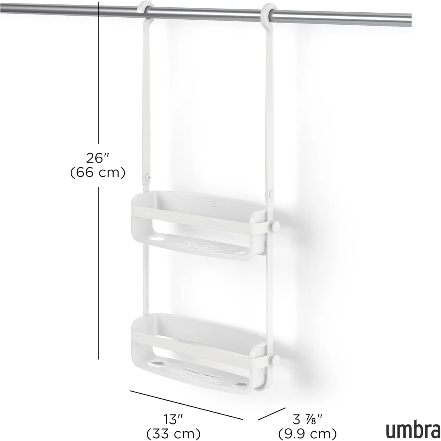 Umbra Flex Hanging Shower Caddy, Bathtub Shelf and Bathroom Organizer, White