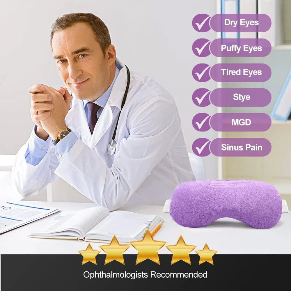 Umisleep Lavender Eye Mask, Aromatherapy Weighted Sleep Mask for Dry Eyes Men Women, Microwave Heated Hot Therapy Eye Cover Moist Compression Pain Relief, Eye Pillow for Puffy Eyes, Sinus Pain, Purple