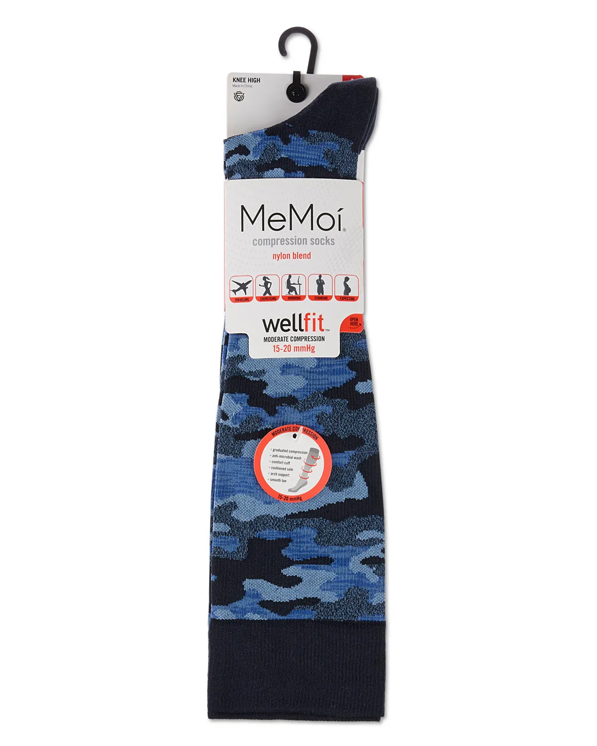 Unisex Camo Nylon 15-20mmHg Graduated Compression Socks