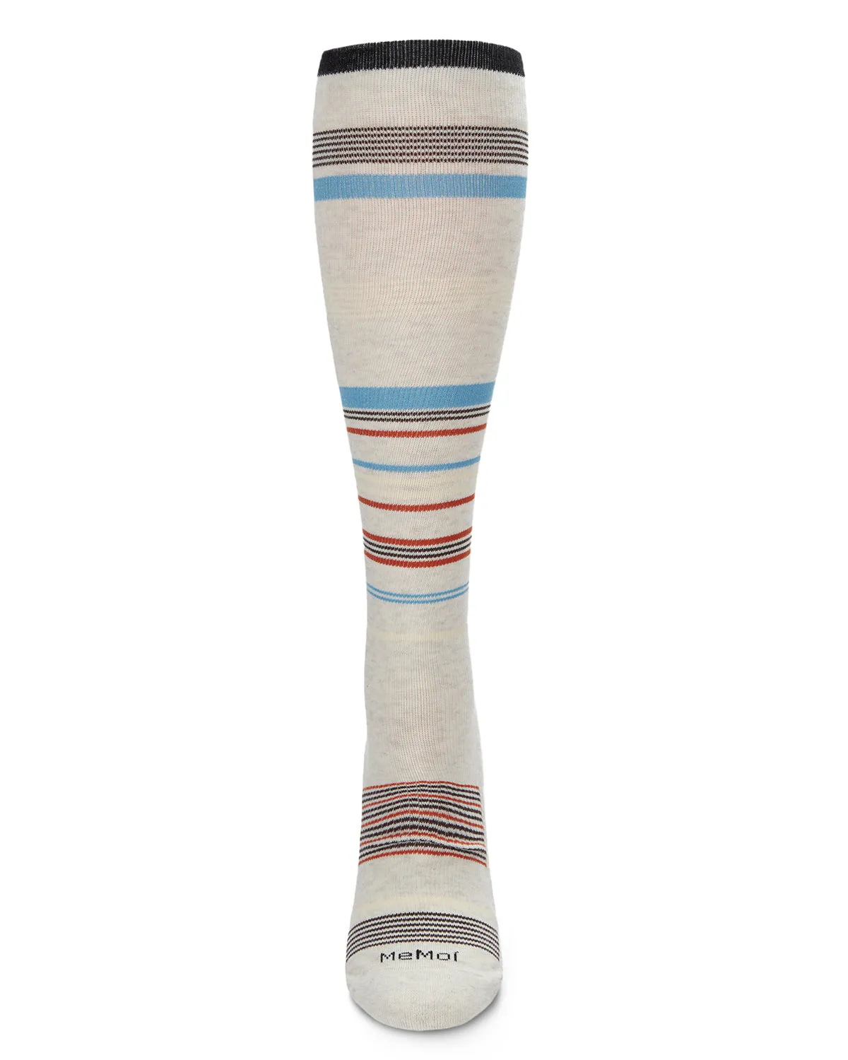 Unisex Multi-Striped Cotton Blend 15-20mmHg Graduated Compression Socks