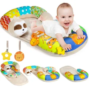 URMYWO Tummy Time Mat - 4 in 1 Cozy Tummy Time & Seated Support Pillow, Sitting Support for Newborn 0-12 Months, Infant Baby Sit Me Up Floor Seat Early Sensory Development Gifts Tummy Time Play Toys