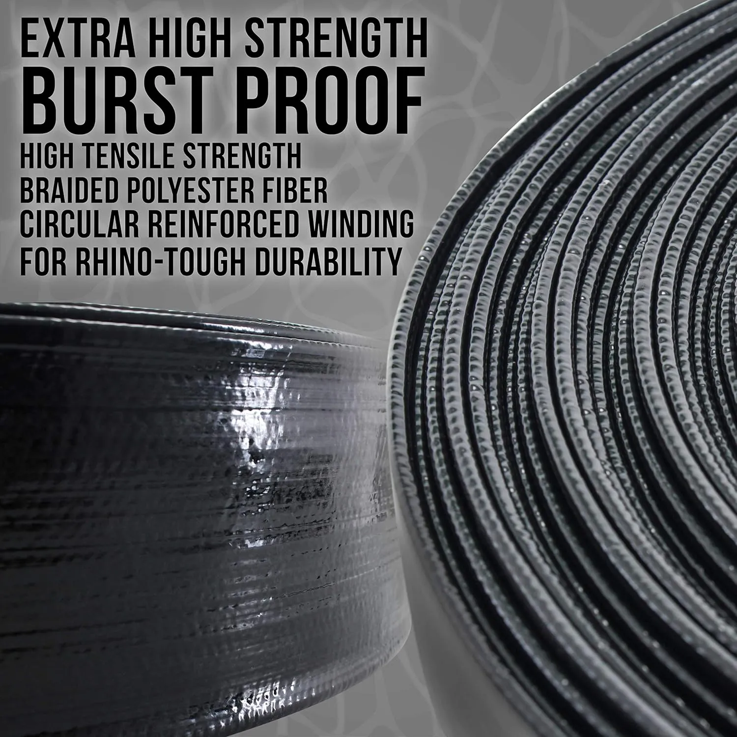 U.S. Pool Supply Pool Backwash Hose 2" x 100' - Black Rhino Extra Heavy-Duty Pool Drain Hose, Sump Pump Discharge, Filter Pump Water Drainage, Inground Draining - Lay Flat, Burst Resistant, Clamp