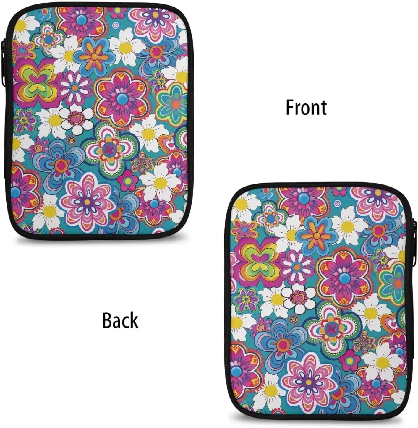 Vanideaoty Boho Floral Crochet Hook Case with Web Pockets Knitting Needle Organizer - Portable Crochet & Knitting Storage for Hooks, Needles & Supplies