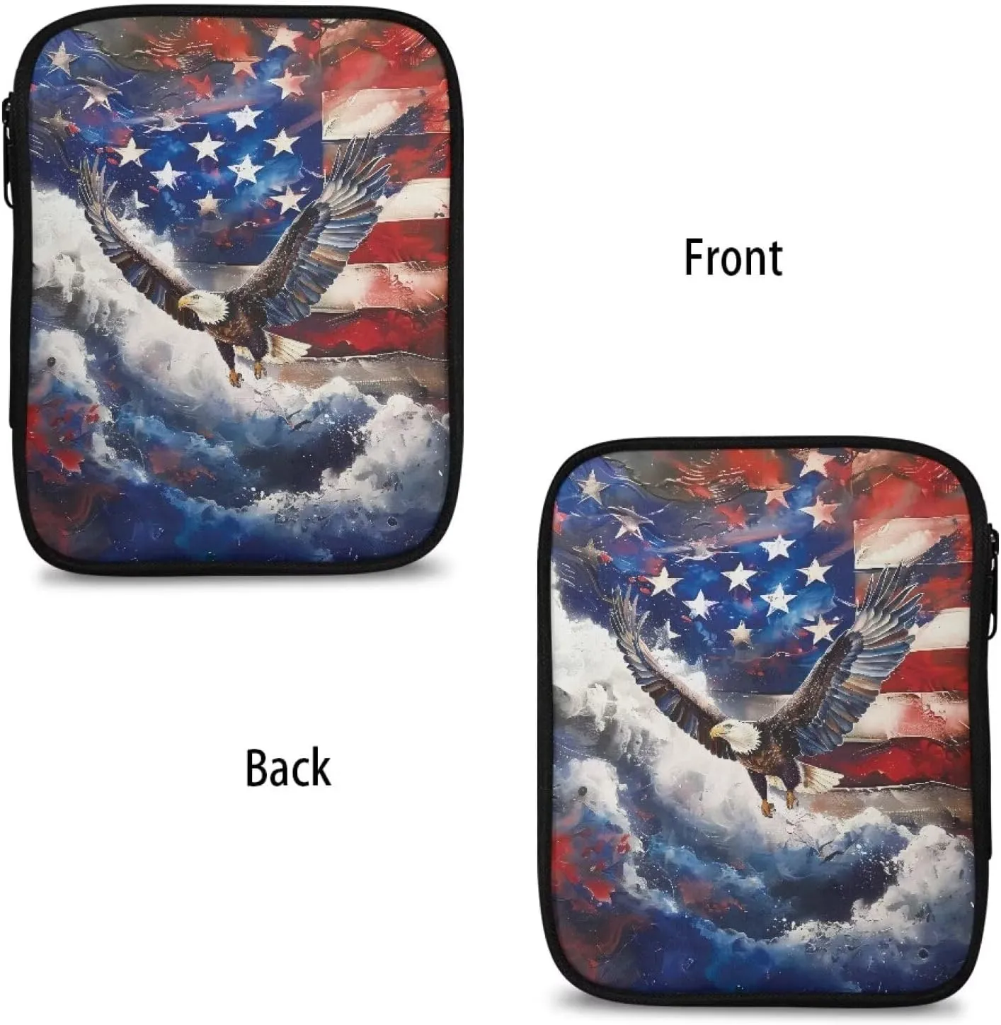 Vanideaoty Eagle Flag Crochet Hook Case with Web Pockets Knitting Needle Case Portable Crochet Organizer for Lighted Hooks, Needles and Accessories Women Gifts