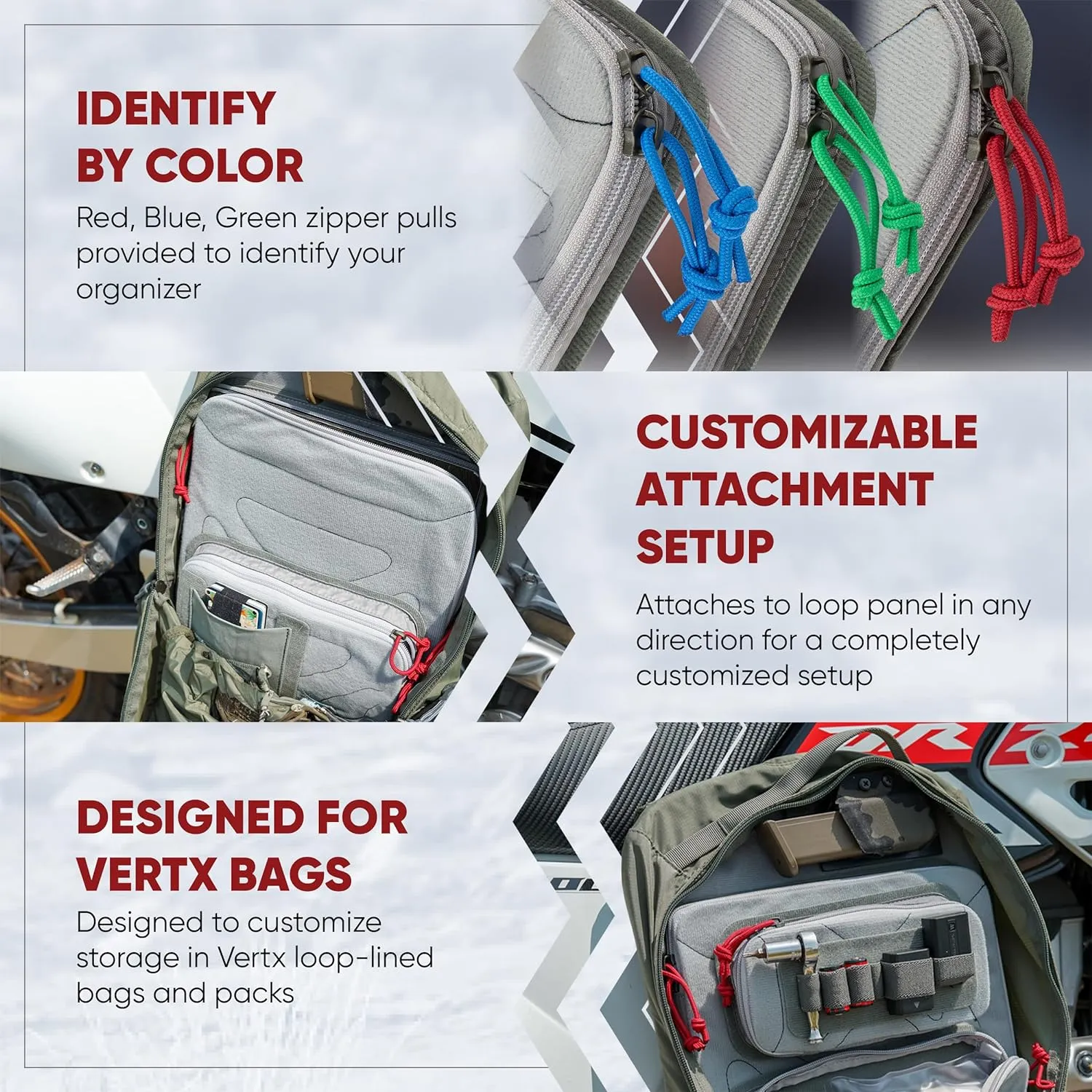 Vertx Pack Zip Pouch Organizer Insert Attachment for Backpack, Bag, Travel, Organization Pouches