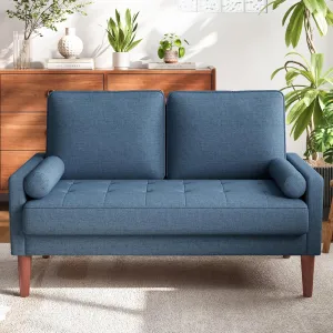 Vesgantti Loveseat Sofa, 48" Small Couches for Small Spaces, Love Seat for Living Room, Bedroom, Easy Assembly Mid Century Modern Couch with Throw Pillow for Apartment, Blue