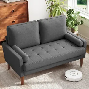 Vesgantti Loveseat Sofa, 48" Small Couches for Small Spaces, Love Seat for Living Room, Bedroom, Easy Assembly Mid Century Modern Couch with Throw Pillow for Apartment, Grey