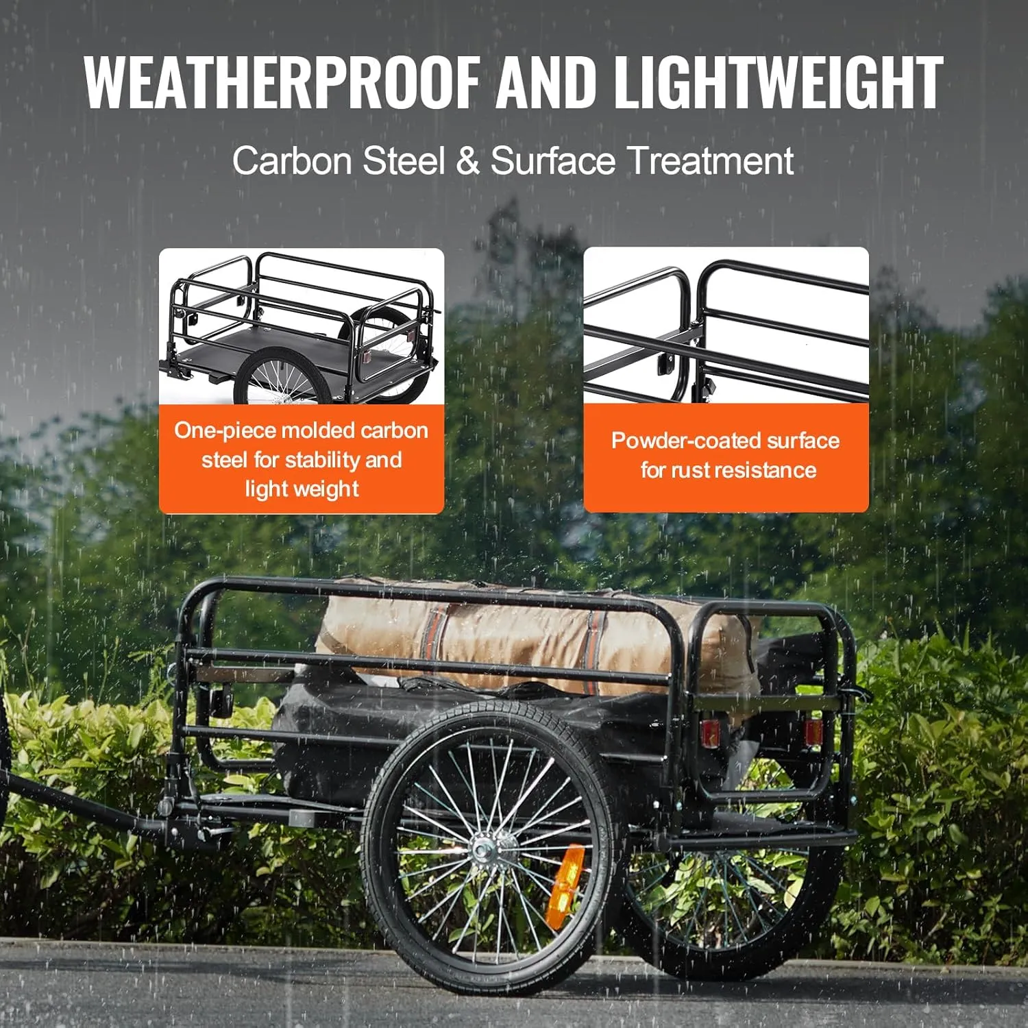 VEVOR Bike Cargo Trailer, 88/100/160 lbs Load Capacity, Heavy-Duty Bicycle Wagon Cart, Foldable Compact Storage with Universal Hitch