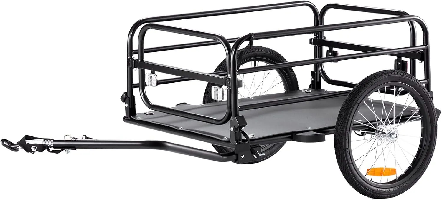 VEVOR Bike Cargo Trailer, 88/100/160 lbs Load Capacity, Heavy-Duty Bicycle Wagon Cart, Foldable Compact Storage with Universal Hitch