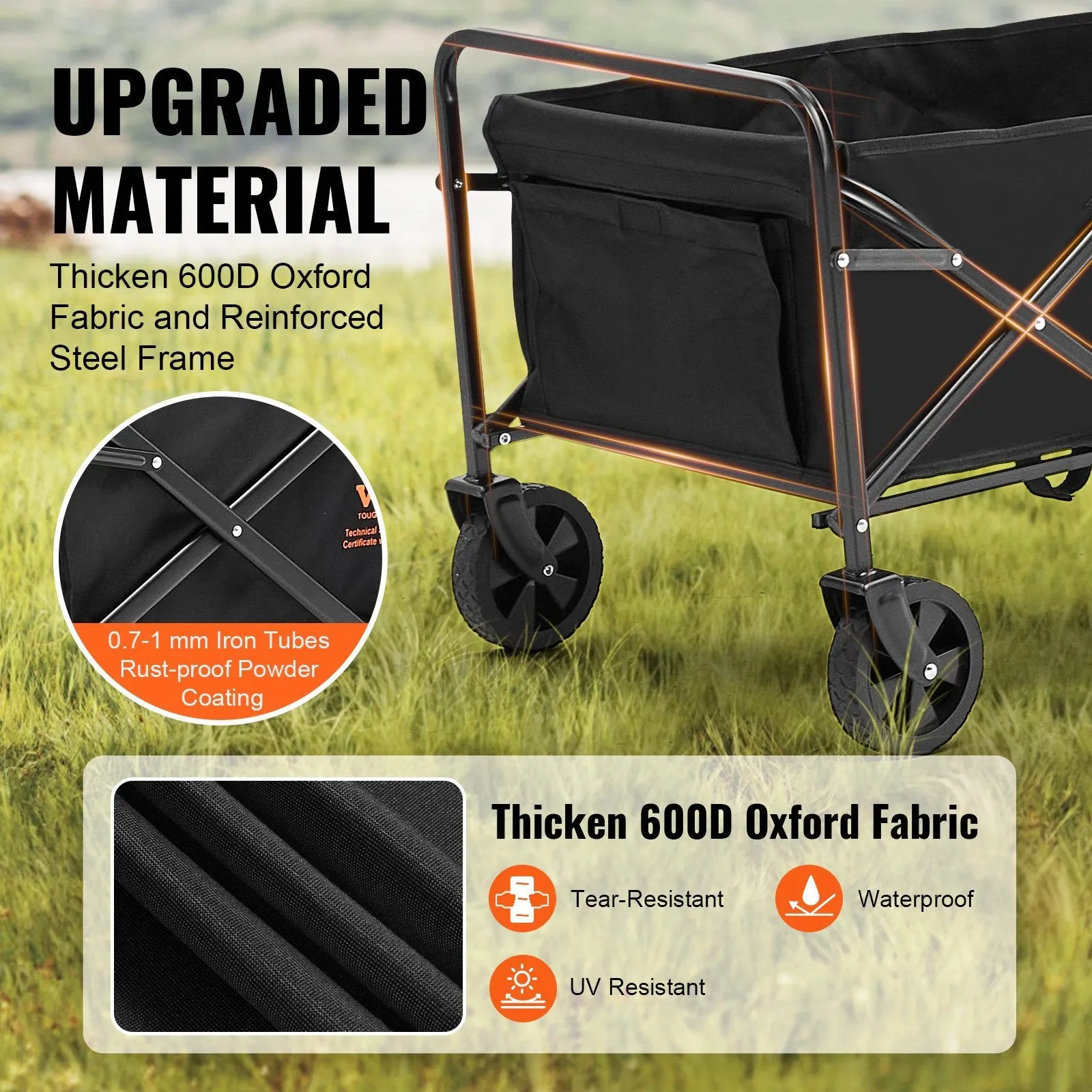 VEVOR Collapsible Folding Wagon Sports Wagon for Camping