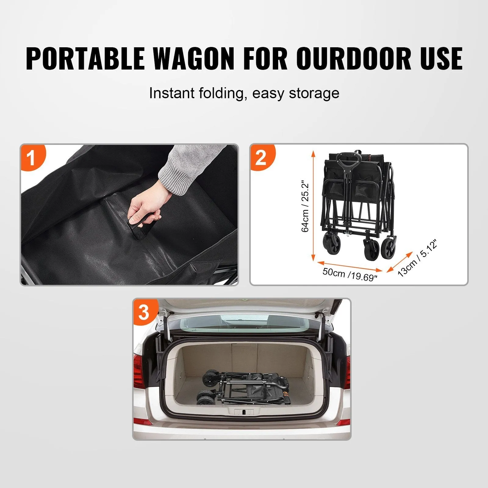 VEVOR Collapsible Folding Wagon Sports Wagon for Camping