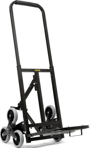 VEVOR Stair Climbing Hand Truck, Heavy-Duty Hand Cart Dolly 375 lbs Load Capacity, Foldable Stair Climber Hand Trucks with Adjustable Handle, All Terrain Cart for Stairs with 10 Wheels