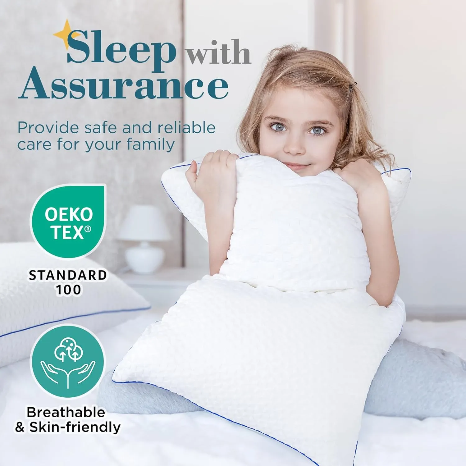 viewstar Shredded Memory Foam Pillows Queen Size Set of 2, Adjustable Firm Pillows for Side Back Stomach Sleepers, Washable Removable Cover
