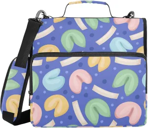 VIGTRO Cartoon Fortune Cookies 1.5 Inch 3 Ring Case Zipper Binder Organizer Bag with Shoulder Strap and Handle Multi-Pocket File Folder for Office Supplies