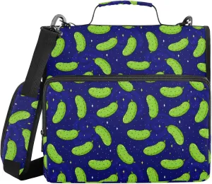 VIGTRO Cute Funny Cucumber in Space 3 Ring Zipper Binder 1.5 Inch Binder Organizer Bag with Shoulder Strap and Handle File Folder for Office Work 500 Sheet Capacity