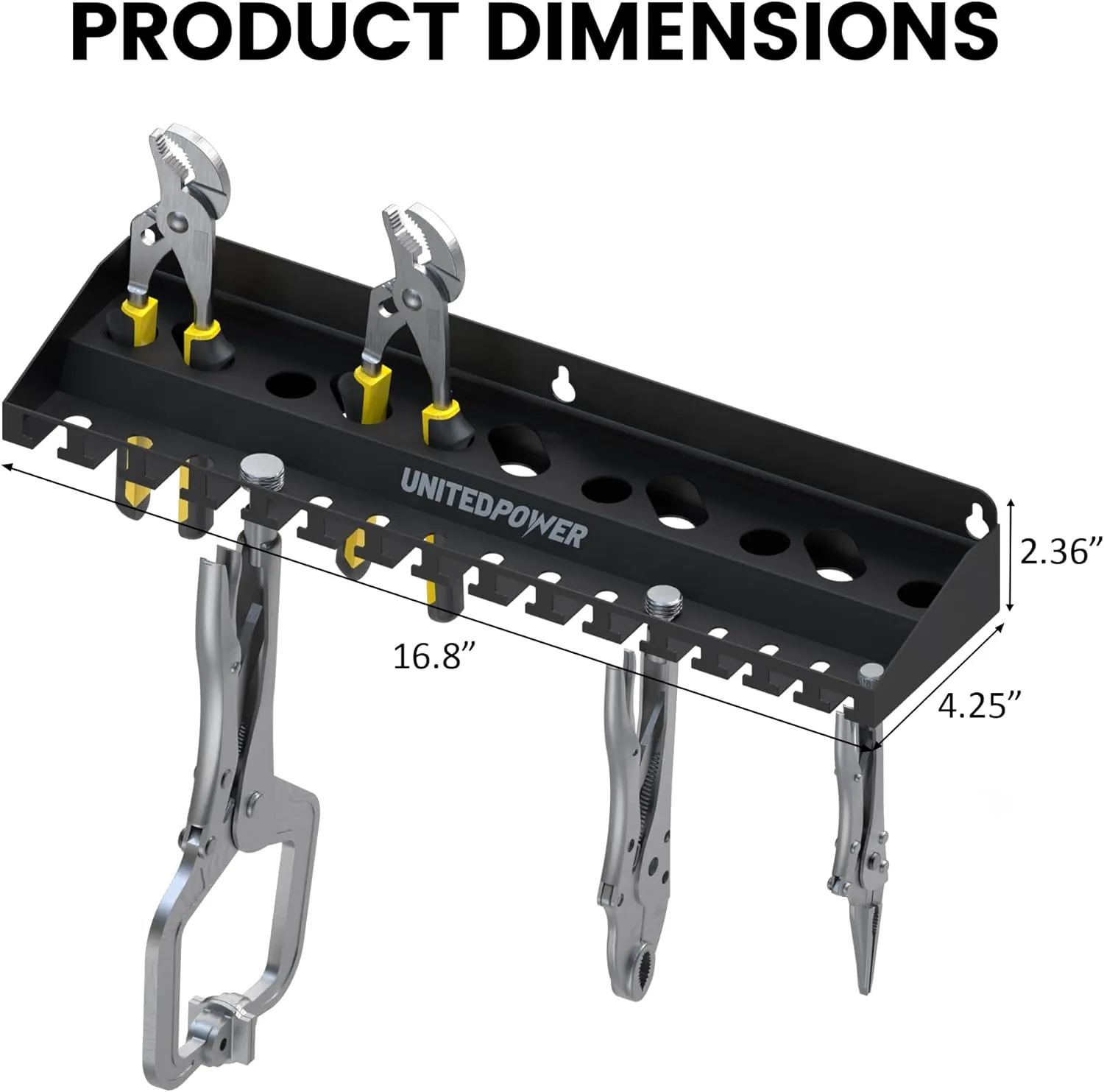 Vise Grip Holder, Wall Mount Pliers Storage Rack Organizer for Workshop, Shed, Garage, Stores up to 15 Vises or 11 Pliers