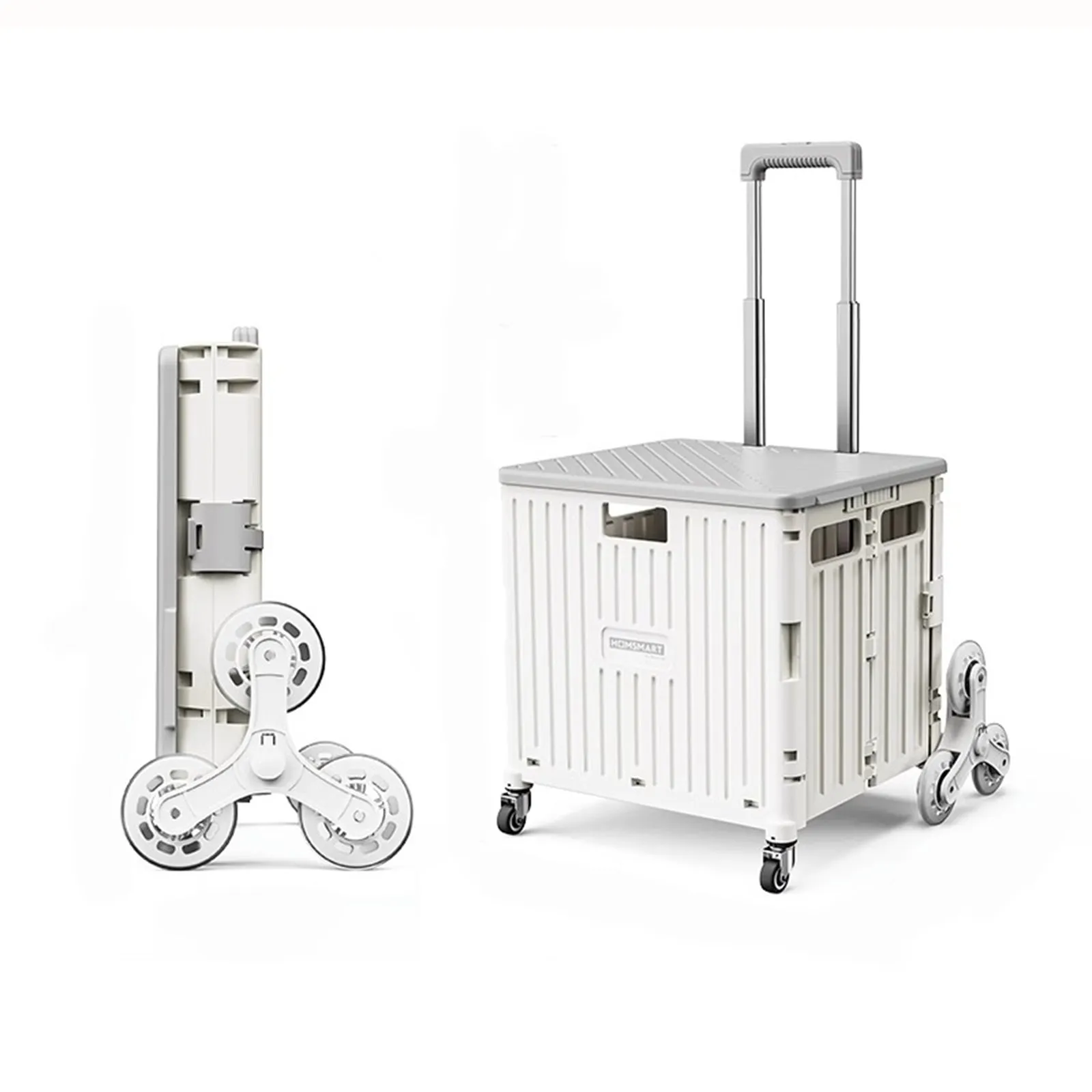 Viviendo 65L Foldable Shopping Trolley Cart Portable Grocery Basket Climbing Wheel with Top Cover