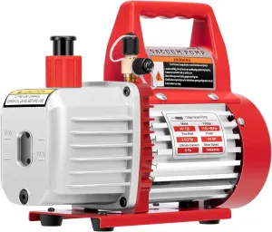 VIVOHOME 110V 1/4 HP 3.5 CFM Single Stage Rotary Vane Air Vacuum Pump with Oil Bottle, Red