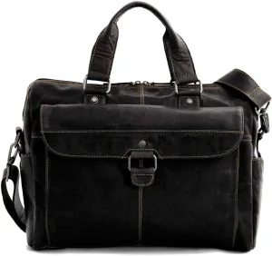 Voyager Zippered Briefcase with Front Flap Pocket #7316 (Black)