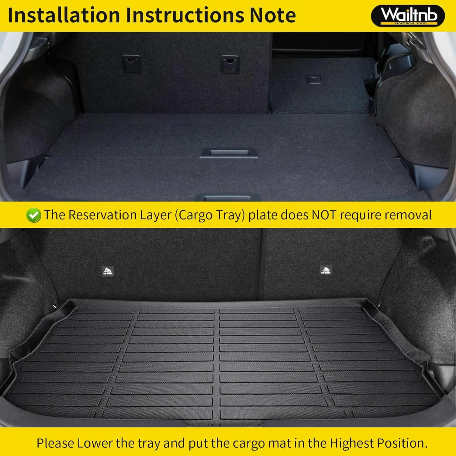Wailtnb- Floor Mats & Cargo Liner Set Custom Fit 2017-2022 Nissan Rogue Sport Cargo Tray Highest Position All Weather Floor Liners for Nissan Rogue Sport Cargo Liner Mat Accessories for Rogue Sport