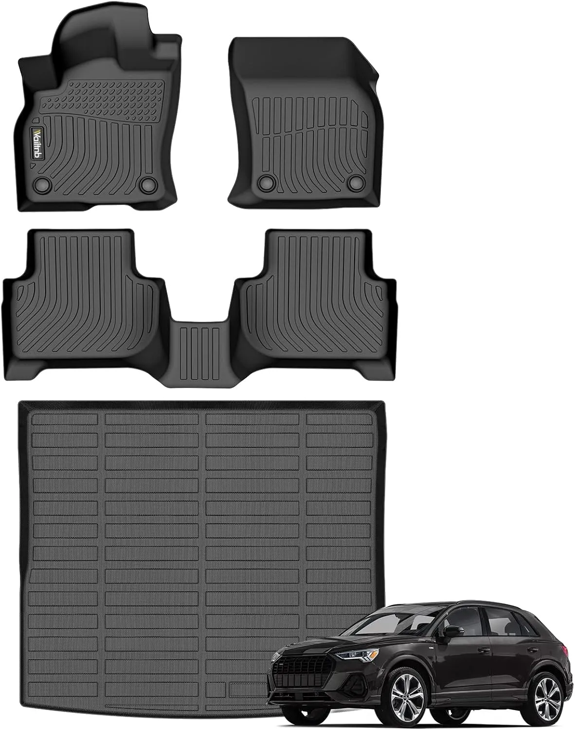 Wailtnb- Floor Mats & Cargo Mats Set Fit Audi Q3 2019-2024 All Weather Floor Liners for Audi Q3 Car Mat Liner Trunk Liner Accessories for 2023 Audi Q3