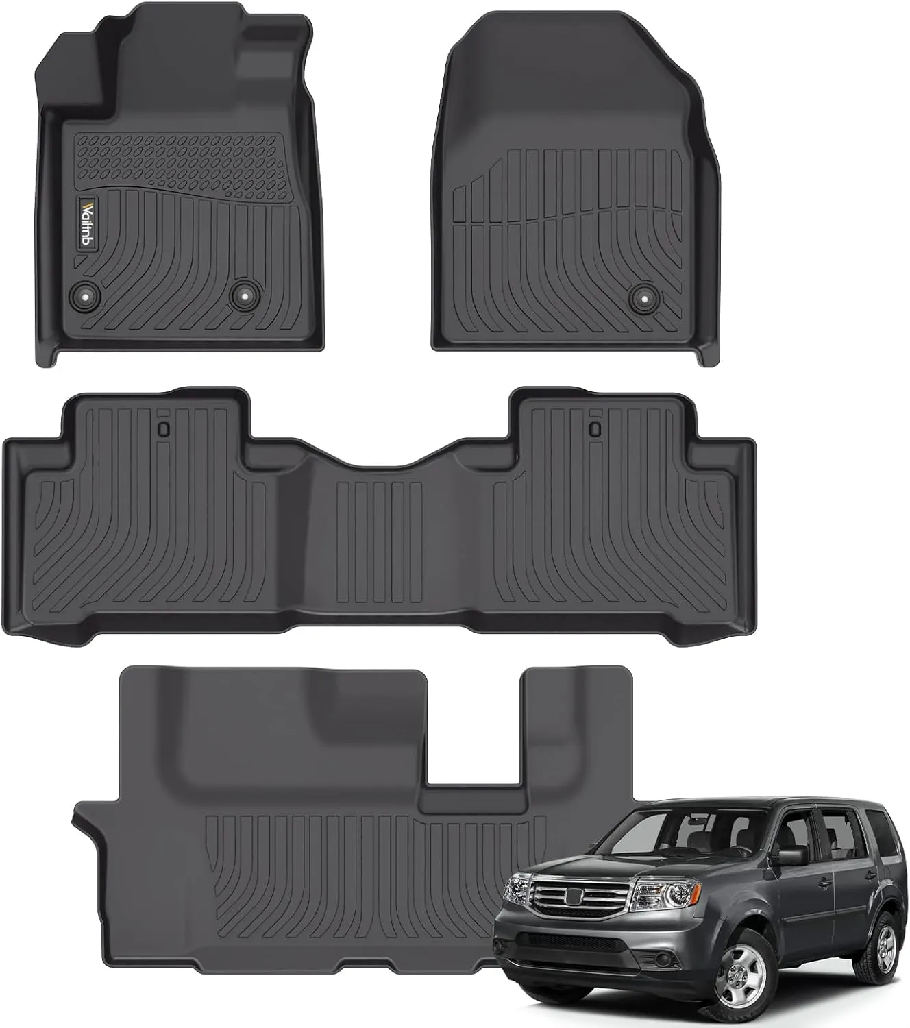 Wailtnb- Floor Mats Fit Honda Pilot 2015-2009 All Weather Car Floor Liners for 2009-2015 Honda Pilot Car Mats Accessories for Pilot 2015 2014 2013 2012 2021 2010 2009