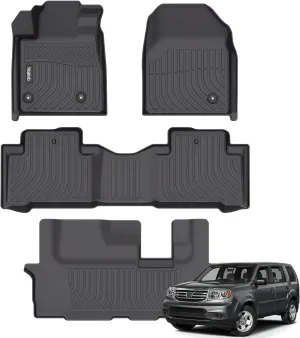 Wailtnb- Floor Mats Fit Honda Pilot 2015-2009 All Weather Car Floor Liners for 2009-2015 Honda Pilot Car Mats Accessories for Pilot 2015 2014 2013 2012 2021 2010 2009
